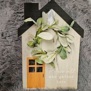 Decorative Wooden Hanging Sign with Greenery